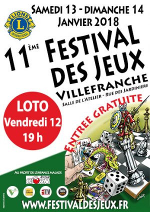 11ème Festival des Jeux les 13 et 14 janvier 2018 à Villefranche sur Saône